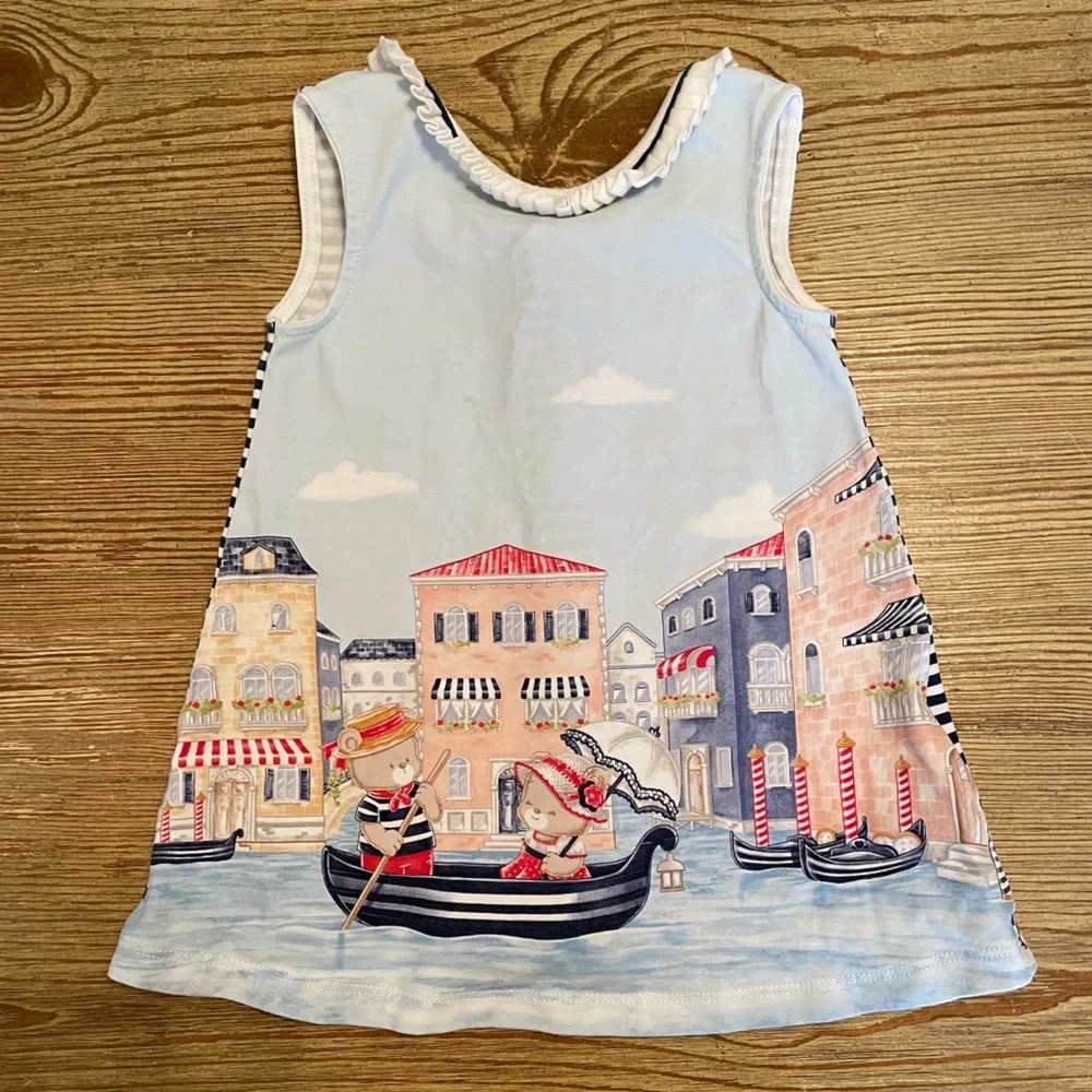 Mayoral Light Blue Girls' Venice Print Casual Dress